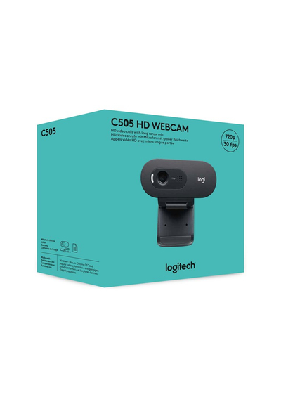 Веб камера Logitech C505 HD, 720p, микрофон со намалување на шум, црна