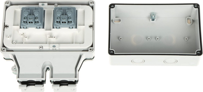 Надворешна двојна приклучница ATLO, IP66, 230V, сива