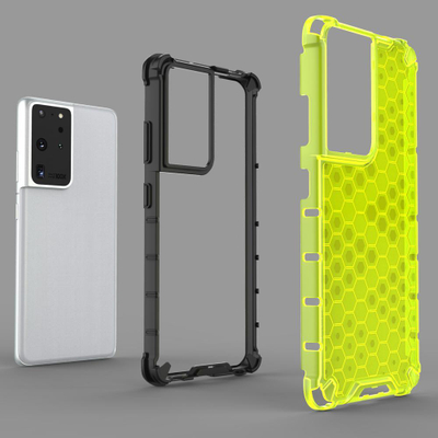 Këllëf telefoni Samsung Galaxy S22 Ultra Honeycomb, TPU hibrid, i fortë kundër goditjeve, transparent