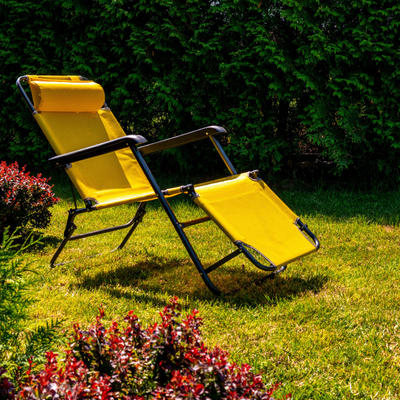Karrige dielli Mirpol Home and Garden, palosme, me mbështetëse këmsh, e verdhë