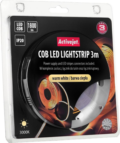 Shirit me drita LED Activejet, 3m, IP20, i verdhë