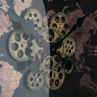 Orë muri Boltze Modern World Map, 57 cm, MDF, e zezë