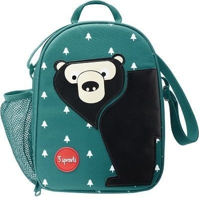 Çantë dreke 3 Sprouts Lunch Bag Bear, me shtresë që mban të ftohtë, me rrip shpatulle, jeshile