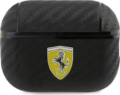 Kuti mbrojtëse Ferrari PU Carbon On Track për AirPods Pro 2, teksturë karboni, FESAP2CABK, e zezë
