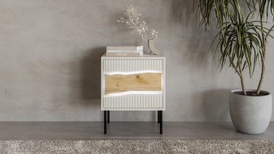 Komodinë anës shtratit Cama Meble Inserto, set 2 copë, 50x40x61.5cm, me LED, cashmere