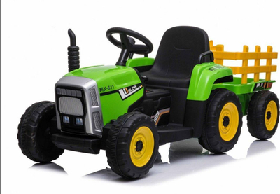 Traktor elektrik për fëmijë Ramiz MX-611, me rimorkio, deri 28 kg, jeshil