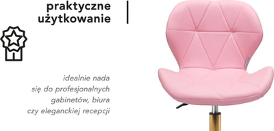 Stol kozmetik 4Rico QS-06G, me rrotlla, i rregullueshëm, rozë