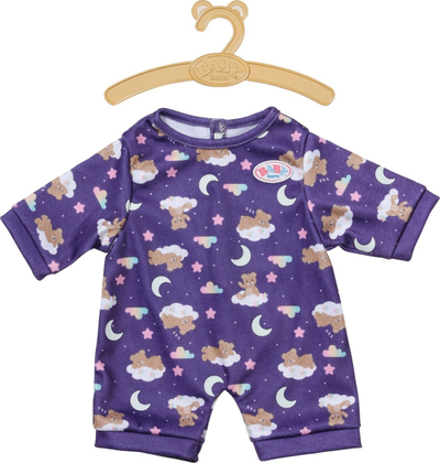 Pizhama kukulle BABY Born Teddy Pajamas, 43 cm, që shkëlqen në errësirë, vjollcë