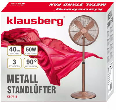 Ventilator në këmbë Klausberg KB-7719, 40 cm, 50W, ari rozë