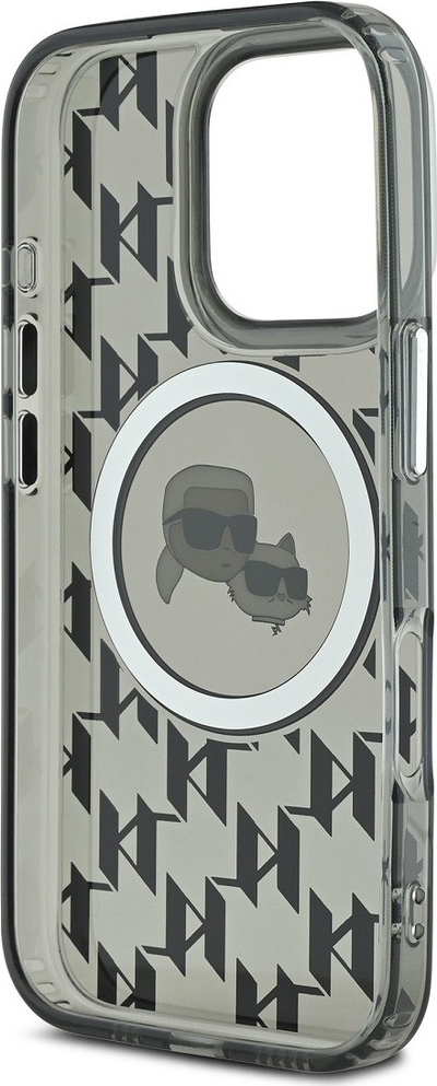 Kapak telefoni Karl Lagerfeld Monogram K&amp;CH, me MagSafe, për iPhone 16 Pro, i zi