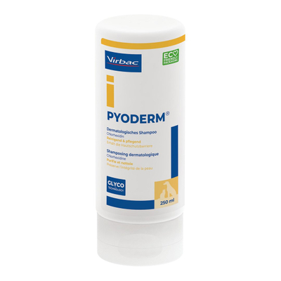 Shampo dermatologjike Virbac Pyoderm, për qen dhe mace, 250 ml, e bardhë
