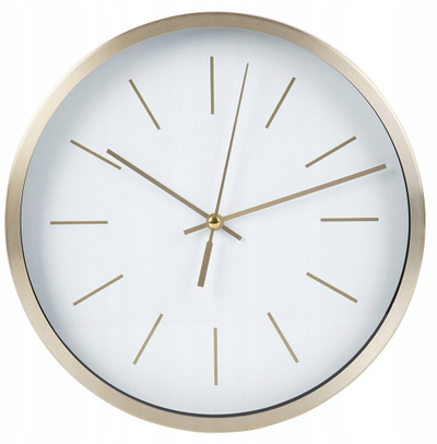 Orë muri Classic, 25 cm, shifër e bardhë, kornizë ngjyrë ari