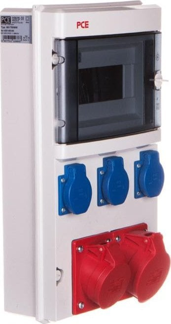 Panel shpërndarës për kantier Lublin 9 mod, 3x220V, priza industriale 16A 32A, gri