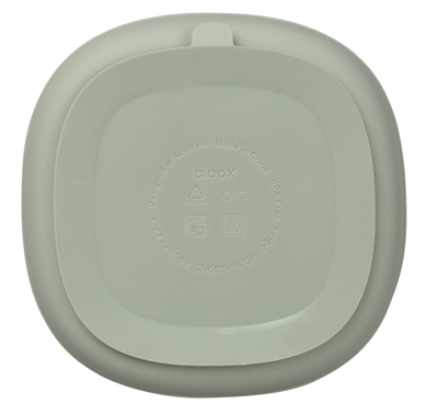 Pjatë silikoni për fëmijë b.box Silicone Plate, me kapak, me ndarje, jeshile sage