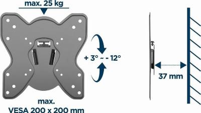 Mbajtëse muri për TV Gembird WM-42T-03, 23"-42", 25kg, e zezë