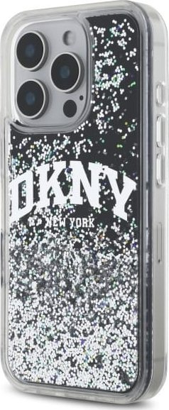 Kapak telefoni DKNY Liquid Glitter Arch Logo DKHCP16LLBNAEK, për iPhone 16 Pro 6.3", hardcase, i zi