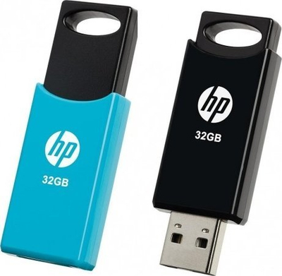 USB HP v212w, set 2 copë nga 32GB, USB 2.0, blu edhe e zezë