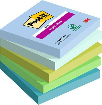 Fletëngjitëse 3M Post-it Super Sticky OASIS, 76x76mm, 5 blloqe me 90 fletë, me ngjyra të ndryshme