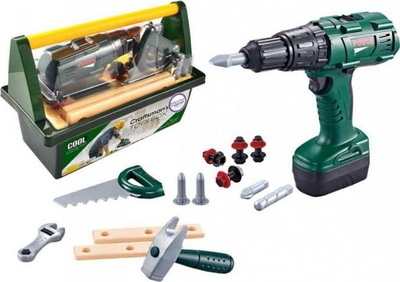 Set veglash lodër WOOPIE Toolbox, kaçavidë elektrike me zë, kuti jeshile