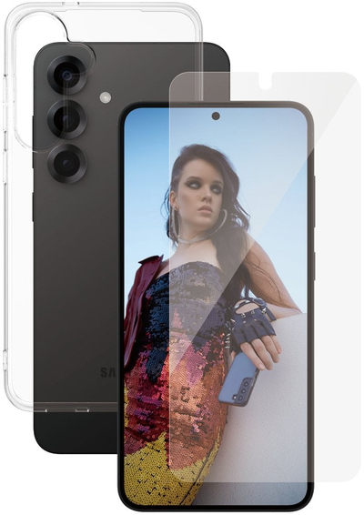 Mbajtës ekrani PanzerGlass për Samsung Galaxy S25 Plus, set 2 në 1, transparent