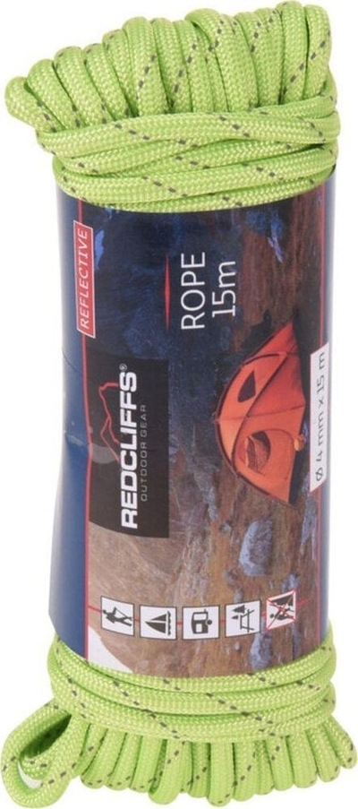Litar reflektues kampingu Redcliffs Tourist Line 15m, PET, 4mm, i gjelbër