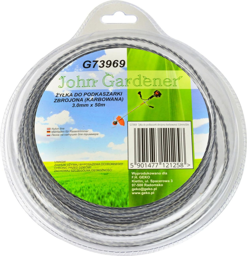 Litar trimmeri GEKO G73969, 3.0mm, 50m, najlon i përforcuar, gri