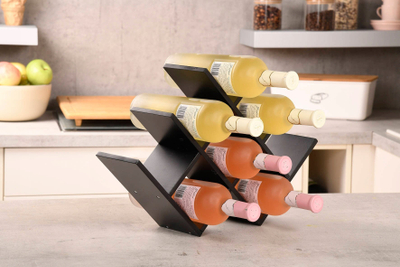 Stendë vere Kesper Wine Rack, MDF, 8 shishe, e zezë