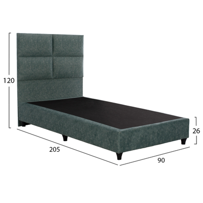 Krevat njëspalësh Milo HM652.27, për dyshek 90x200 cm, material nubuck, ngjyrë e gjelbër