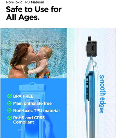 Çantë ujëmbrojtëse Spigen Aqua Shield A610, universale, me litar, blu aqua