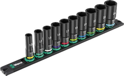 Set kokra Wera 9660 Magnetic Rail B Impaktor Deep 1, 3/8", 10 copë