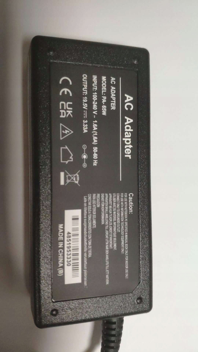 Adapter karikues për laptop HP, 65W 19.5V 3.33A, me kabllo rryme, i zi