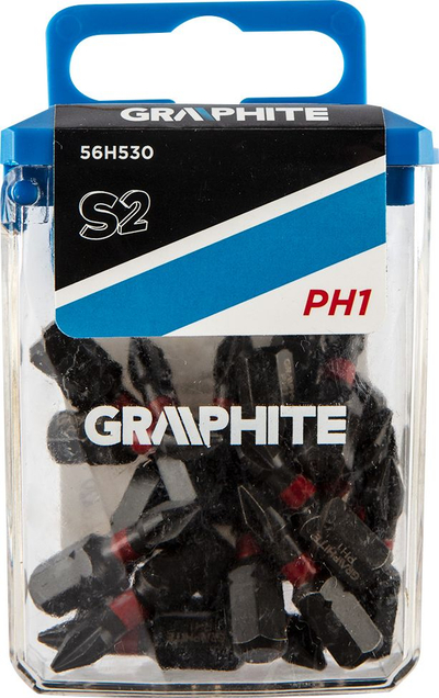 Set kokë kaçavide Graphite, Ph1 x 25 mm, 20 copë
