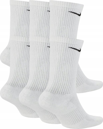 Çorape Nike Everyday Plus Cush SX6897, set me 6 palë, të gjata, të bardha
