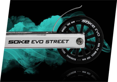 Trotinet stunt Soke EVO Street 1616, rrota 100mm, deri 100kg, argjendtë