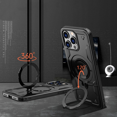 Këllëf telefoni Hybrid Armor Trendy me MagSafe për iPhone 16 Pro Max, mbrojtje hibride, i zi