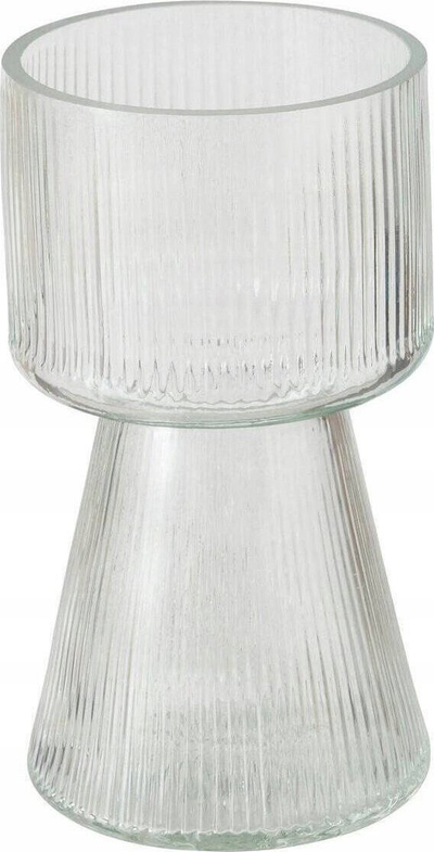 Vazo xhami Imano Glass Vase, me vija, 18 cm, transparente
