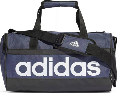Çantë sportive Adidas Linear Duffel XS HR5346, me fund të përforcuar, që s’e merr uji, blu navy
