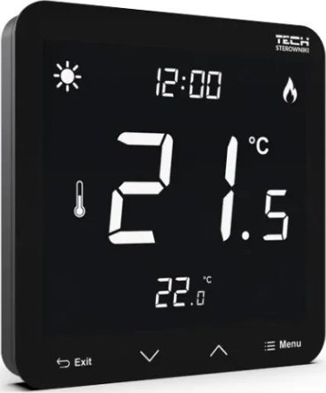 Termostat dhome Tech Controller ST-297V3, montim i fshehtë, panel xhami 3 mm, i zi