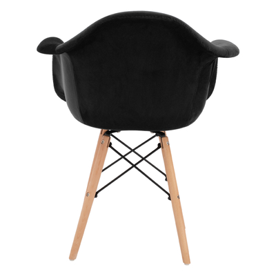 Set karrigesh HomeMarkt Mirto HM8720.04, velur, këmbë druri, i zi, 2 copë
