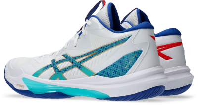 Atlete handbolli Asics Sky Elite FF MT 3 për sallë, të bardha me blu