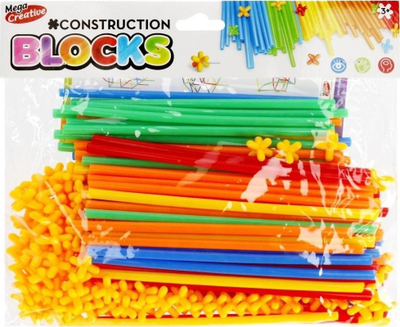Blloqe ndërtimi Mega Creative Construction Blocks Straws 474341, 200 copa, shumëngjyrëshe
