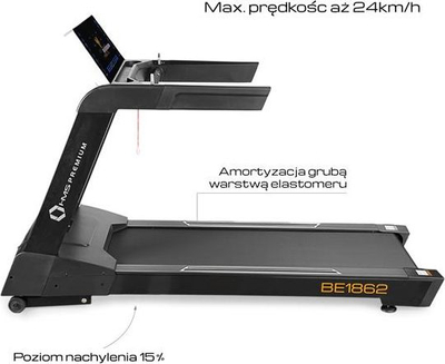 Pistë vrapimi elektrike HMS Premium BE1862, 24 km/h, ekrani LED, e zezë