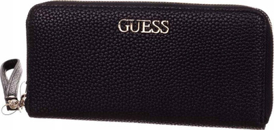 Портфел Guess Alby, текстил, со голем патент, црн, за жени