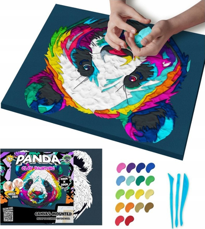 Set pikturimi me argjilë Splat Planet Panda, kanavacë 30x40cm, shumëngjyrësh