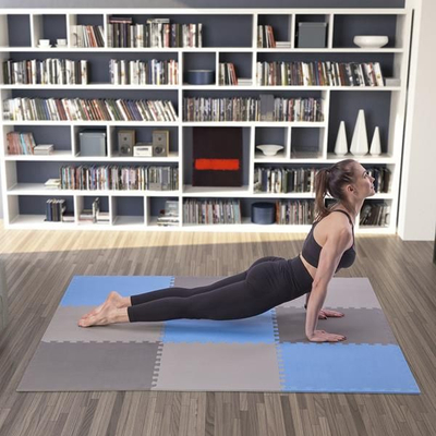 Подлога за вежбање One Fitness puzzle, 9 парчиња, сина/сива