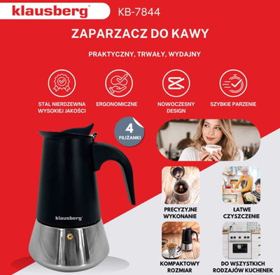 Xhezve kafeje Klausberg KB-7844, 200ml, për induksion, argjendtë