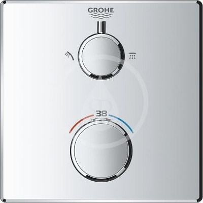Bateri dushi Grohe Grohtherm Square, me termostat me 2 rrugë, për montim të fshehtë, krom