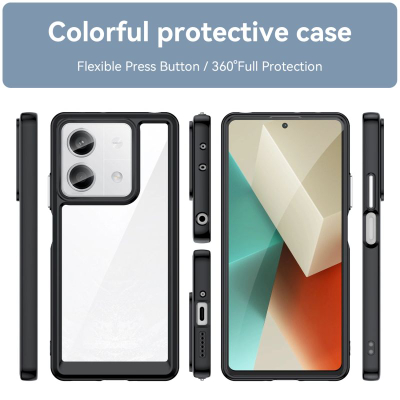 Mbrojtëse telefoni Outer Space për Xiaomi Redmi Note 13 Pro+, kornizë xheli TPU, pjesa e pasme e tejdukshme, e zezë