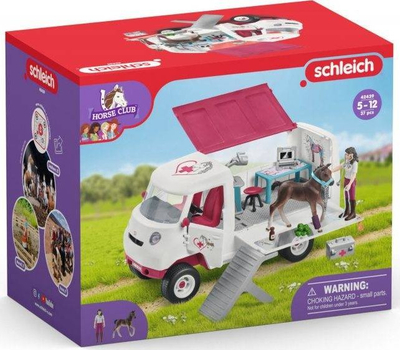 Set lodër Schleich Horse Club Mobile Vet, 13 pjesë, ambulancë me mëz, shumëngjyrësh