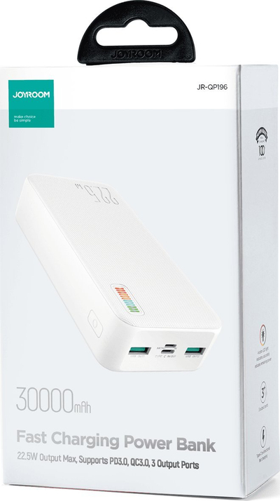 Powerbank Joyroom JR-QP196 Dazzling Series, 30000mAh, 22.5W, i bardhë